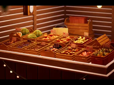 Modular Stylized Christmas Market Low-poly 3D model