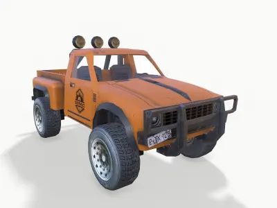 PickUp Orange Low-poly 3D model