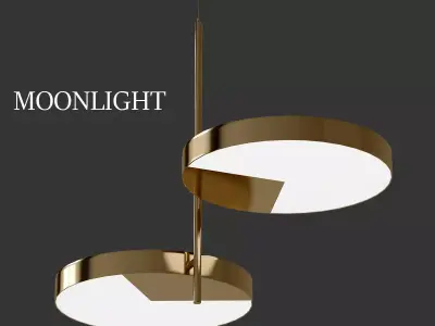 MOONLIGHT gold pendant light with two circular discs 3D model