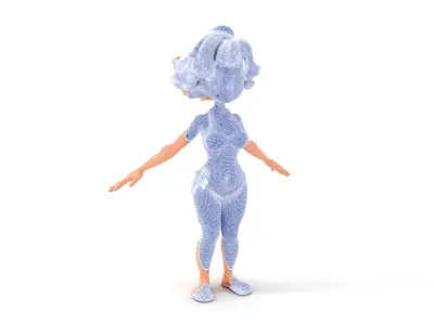 Animated Cartoon Female Character Model in Swimsuit Rigged an... Low-poly 3D model