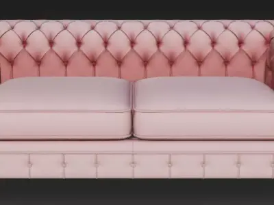 Pink Chesterfield Sofa 3D Model 3D model