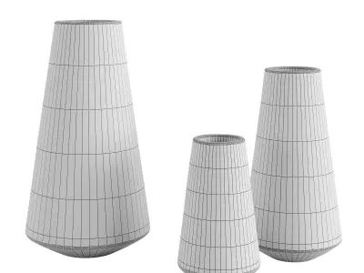 Luna Ribbed Ceramic Vase 3D model