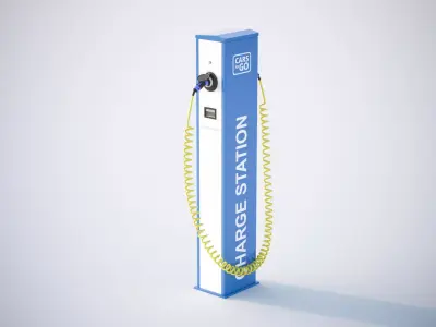 Double electric car charger 3D model