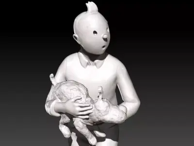 TinTin Run with Milu 3D print model