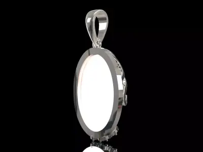 Mother of Pearl Oval Pendant with Diamond Topaz jp0381 3D print model