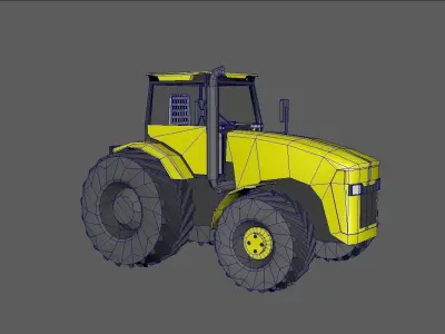 tractor  ready for game Low-poly 3D model