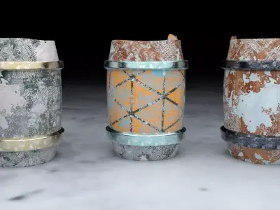  Snow Barrel Low-poly 3D model