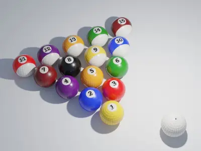 Realistic Cueball Set With 4K Textures Low-poly 3D model