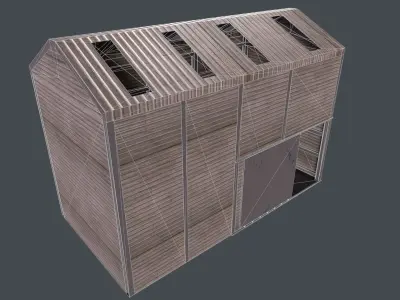 Warehouse wooden shed Low-poly 3D model