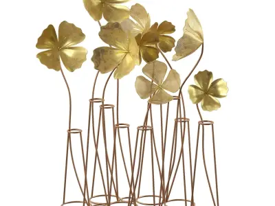 Gold Metal Flower Sculpture 3D model