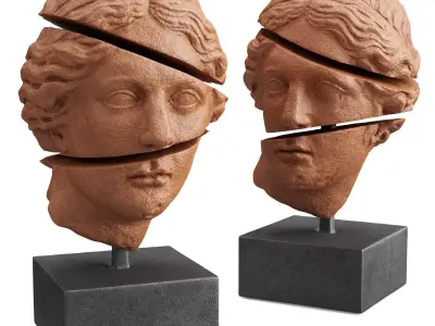 Appollo head sliced sculpture Low-poly 3D model