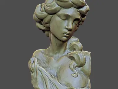 Classic Art Sculpt Female torso and head 3D print model