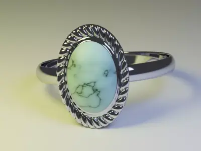 annulus silver ring with turquoise stone Free 3D model