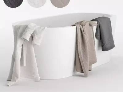 Bathrobe Hanging Set 02 3D model