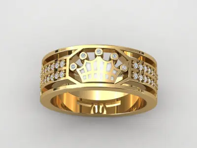ring with diamond  queen crown  3D print model