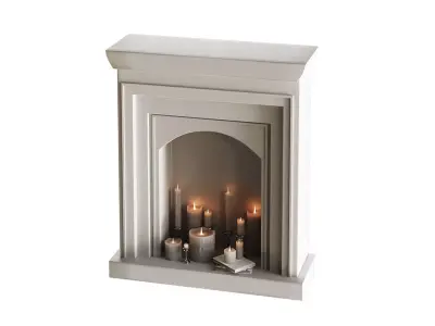 Fireplace with candles 3D model