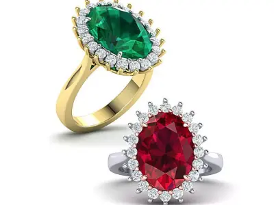 Classic Sapphire engagement ring Oval stone cut 3dmodel 3D print model