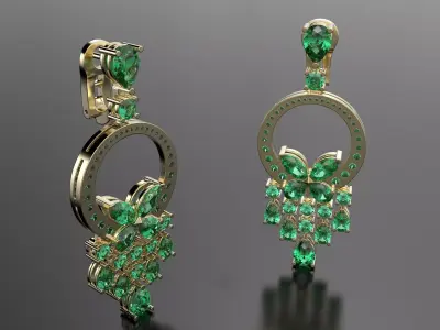 Earrings with different stones 3D print model