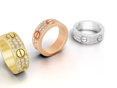 LOVE Ring Classic paved 15mm-20mm 3D print model