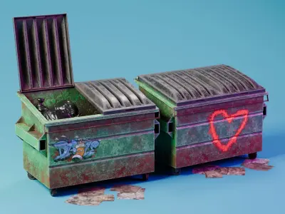 Dumpsters Free low-poly 3D model
