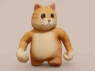 Cute Cat Rigged Low-poly 3D model
