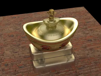 Chinese gold ingot 3D model 10