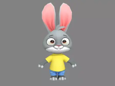 Cartoon rabbit Low-poly 3D model get