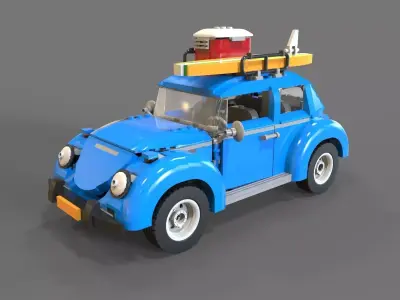 Lego car Volkswagen beetle 3D model