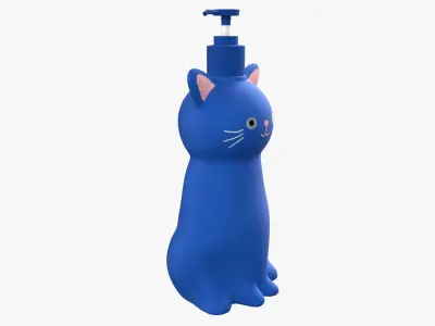 Cat Liquid Soap Dispenser Blue Version 3D model
