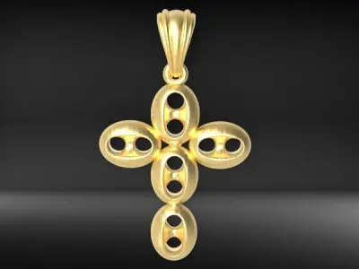 puff Gucci link cross pendant 3D print model