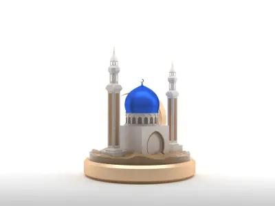 Mosque With Crescent in Desert Sphere  3D model