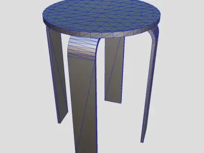 Stool round wooden table with two legs Low-poly 3D model