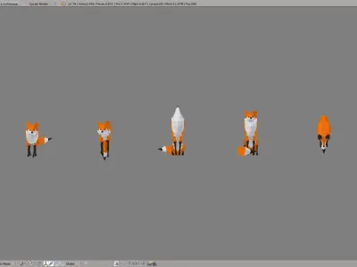 Foxes polygonal fox Low-poly 3D model