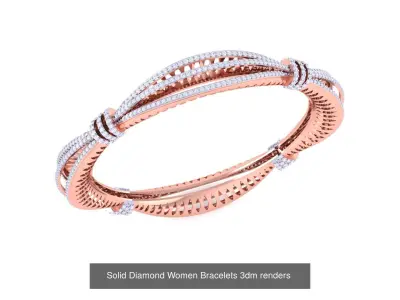 5 Square Solid Diamond Women Bracelets 3dm renders  3D Model Pack