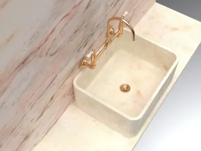 Vintage Sink With taps Free low-poly 3D model