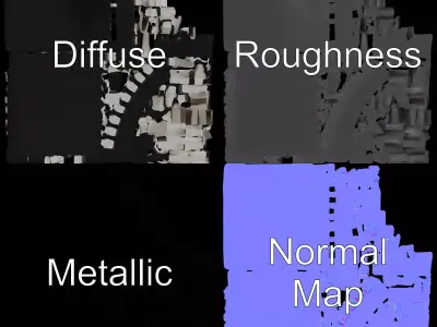 Black Microchip model pack Low-poly 3D model