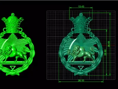 persian lion and the sun pendant 3D print model