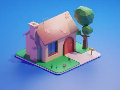 House Low-poly 3D model 6