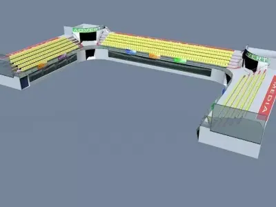 Indoor Sport Complex Spectator and Service Area Low-poly 3D model