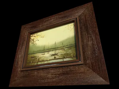 Harbor Oil Painting 3D model
