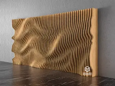 Parametric Wavy Wooden Wall Decor 26 - wood cutting machines  3D model