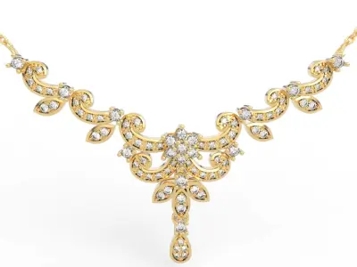 Dazzling Beaded Floral Necklace 3D print model
