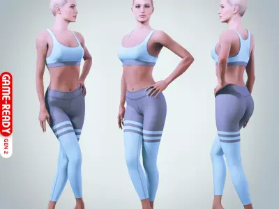 Female Character - Lea - Fitness Low-poly 3D model