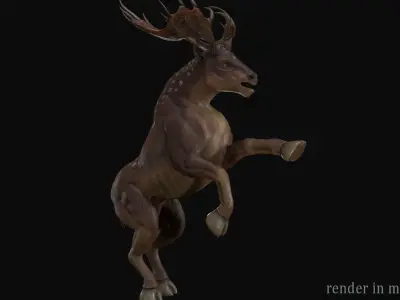 Deer creature Low-poly 3D model