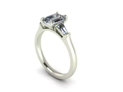 Three-stone Diamond Ring R3 3D print model