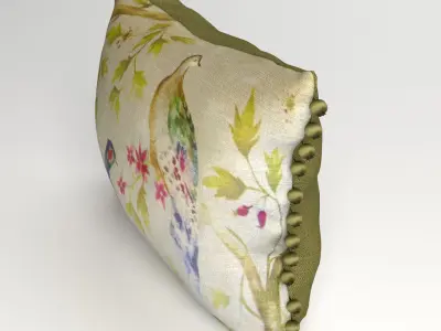 Voyage Cushion - Peacocks -Pom Pom Pillow 3D model