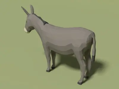 Low Poly Cartoon Donkey Low-poly 3D model