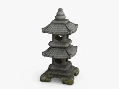 Pagoda Lantern Garden Statue Low-poly 3D model