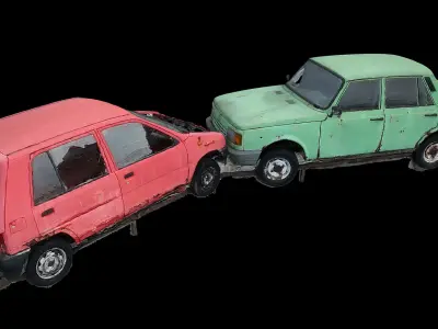 car soviet wrecks abandoned photogrammetry Low-poly 3D model
