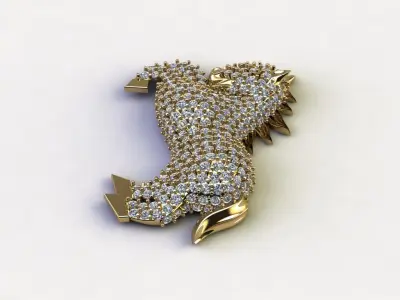 Horse Pendant jewelry with diamond  3D model